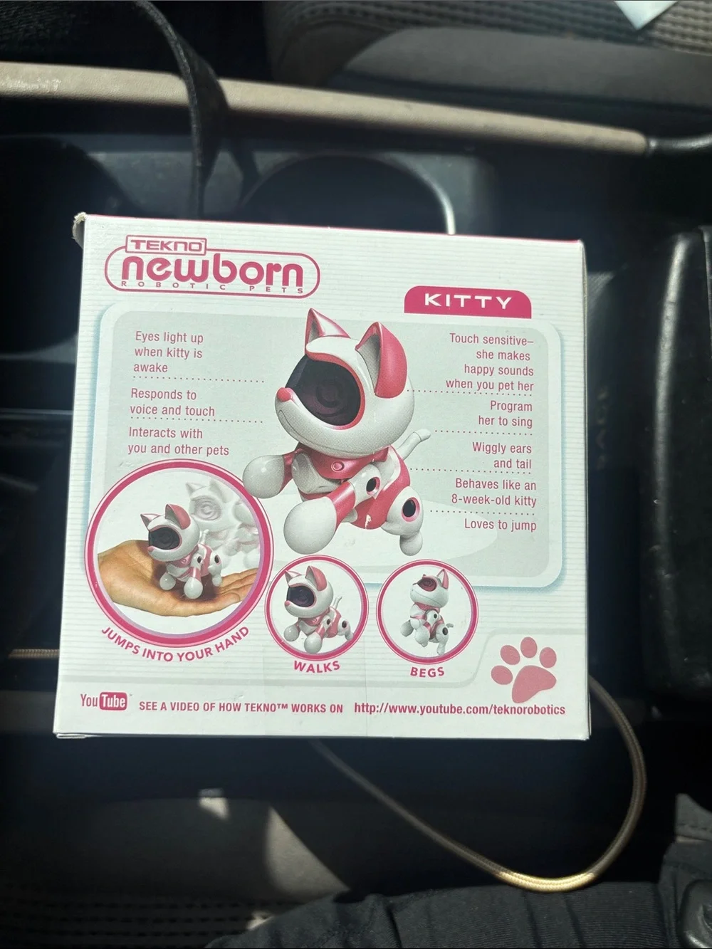 Tekno Newborn Kitty Robotic Pet Toy - Pink & White